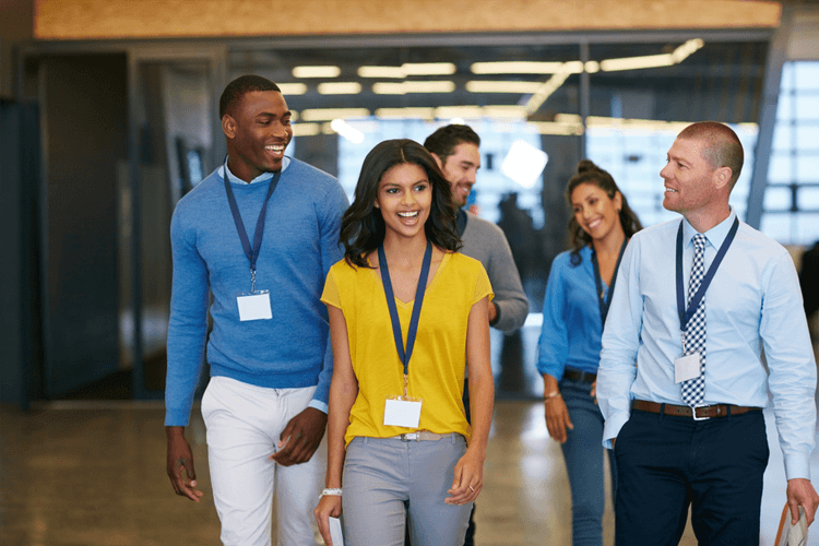 employees attend a tradeshow